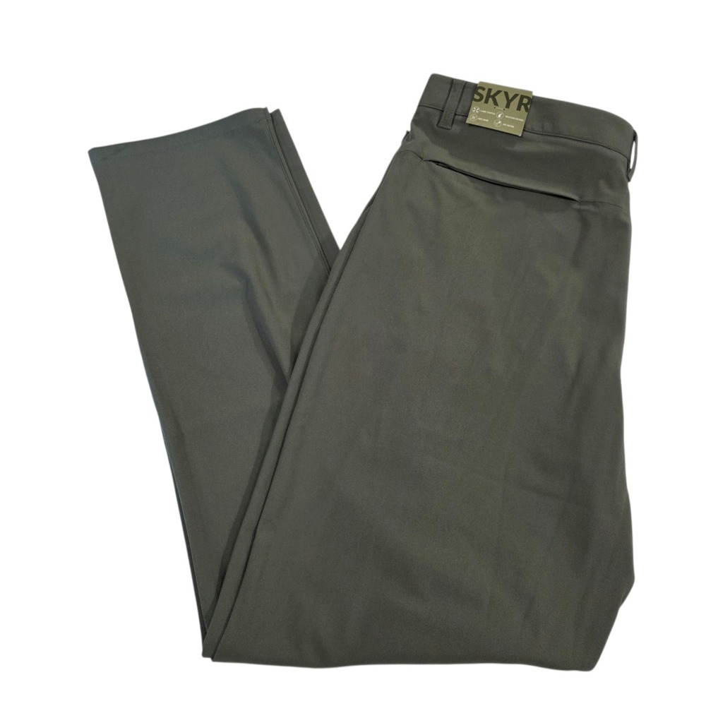 Skyr Straight Pants Mens Olive Green‎ 36X32 Tricot Dynasty Slim Fit Anti Odor